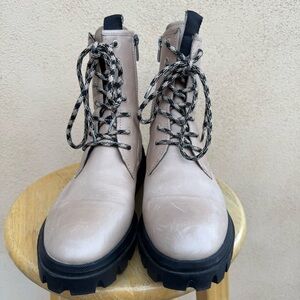 Franco Sarto Robbie Tan Lug Sole Leather Combat Boots Woman 10M